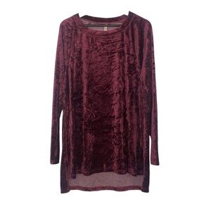 XCVI Tunic Purple Large Velveteen Long Sleeve Contemporary Holiday Party Career